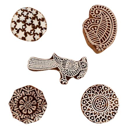 Set of 5 Piece New Mix Wooden Printing Blocks